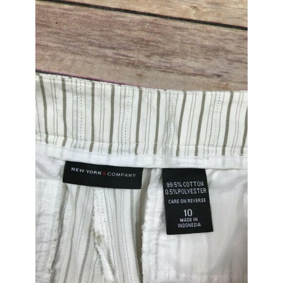 New York & Company Womens Cropped Dress Pants Size 10 Wide Leg Pinstripe - Picture 3 of 7